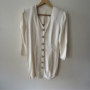Vintage Cream Button-Front Mini Dress